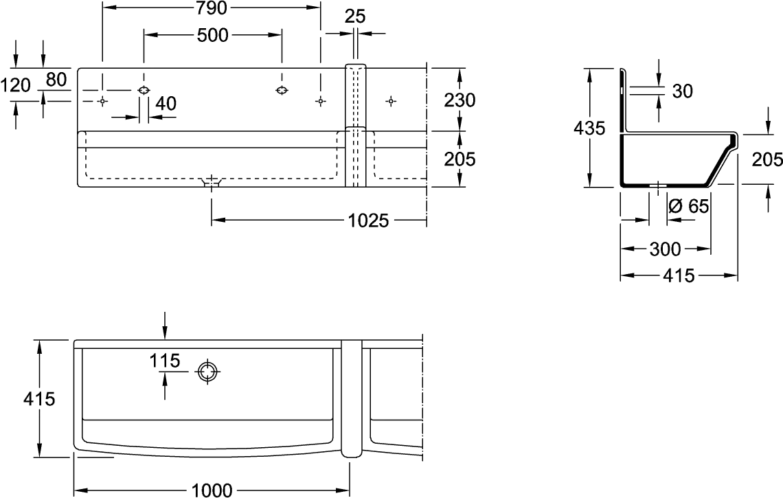 Reihenwaschanlage „O.novo“ 100 × 41,5 cm Reihenwaschanlage „O.novo“ 100 × 41,5 cm