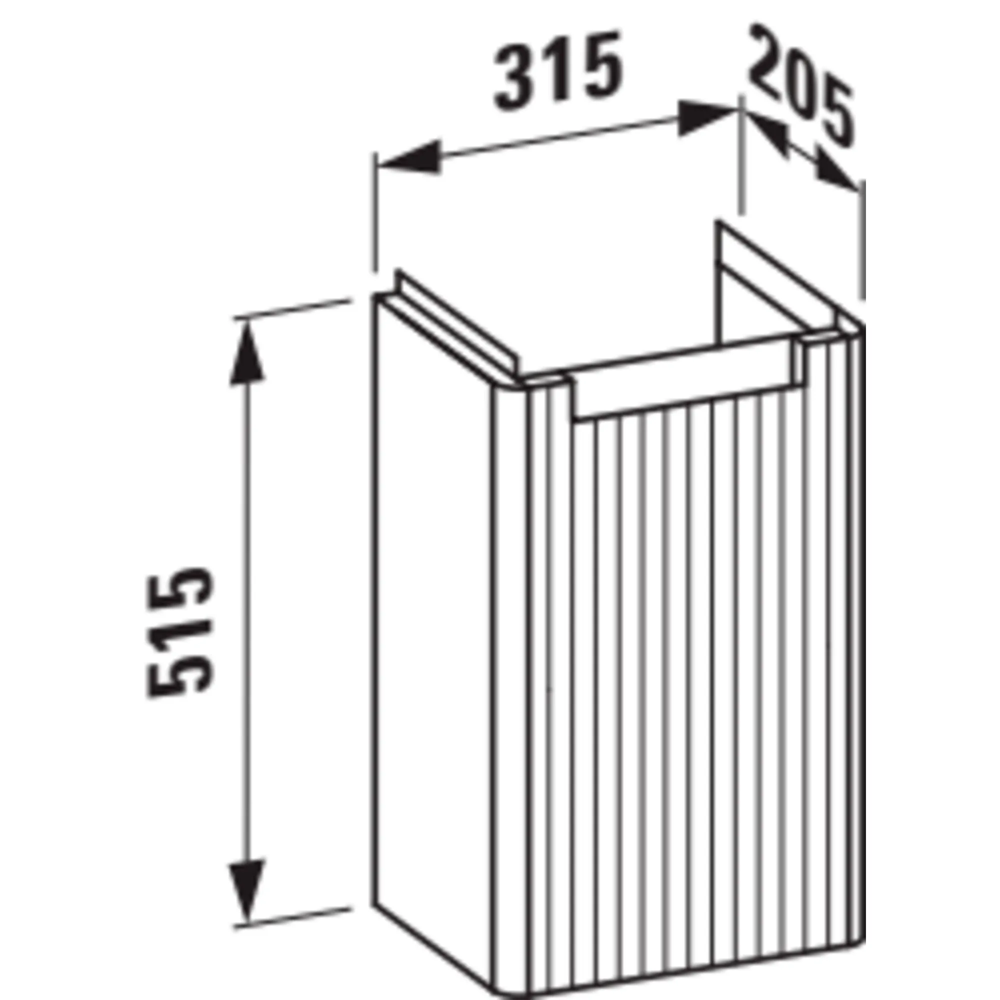 Waschtischunterbau JUNA 205x315x515 1 Tür Scharnier rechts mit Griffmulde für Waschtisch H815280 weiß matt