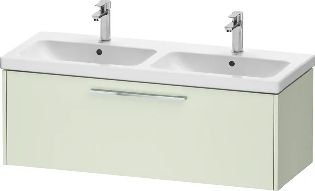 Duravit Waschtischunterschrank für Doppelwaschtisch Wandhängend „D-Code“ 118,4 × 40 × 46 cm in Blassgrün Matt Duravit Waschtischunterschrank für Doppelwaschtisch Wandhängend „D-Code“ 118,4 × 40 × 46 cm in Blassgrün Matt