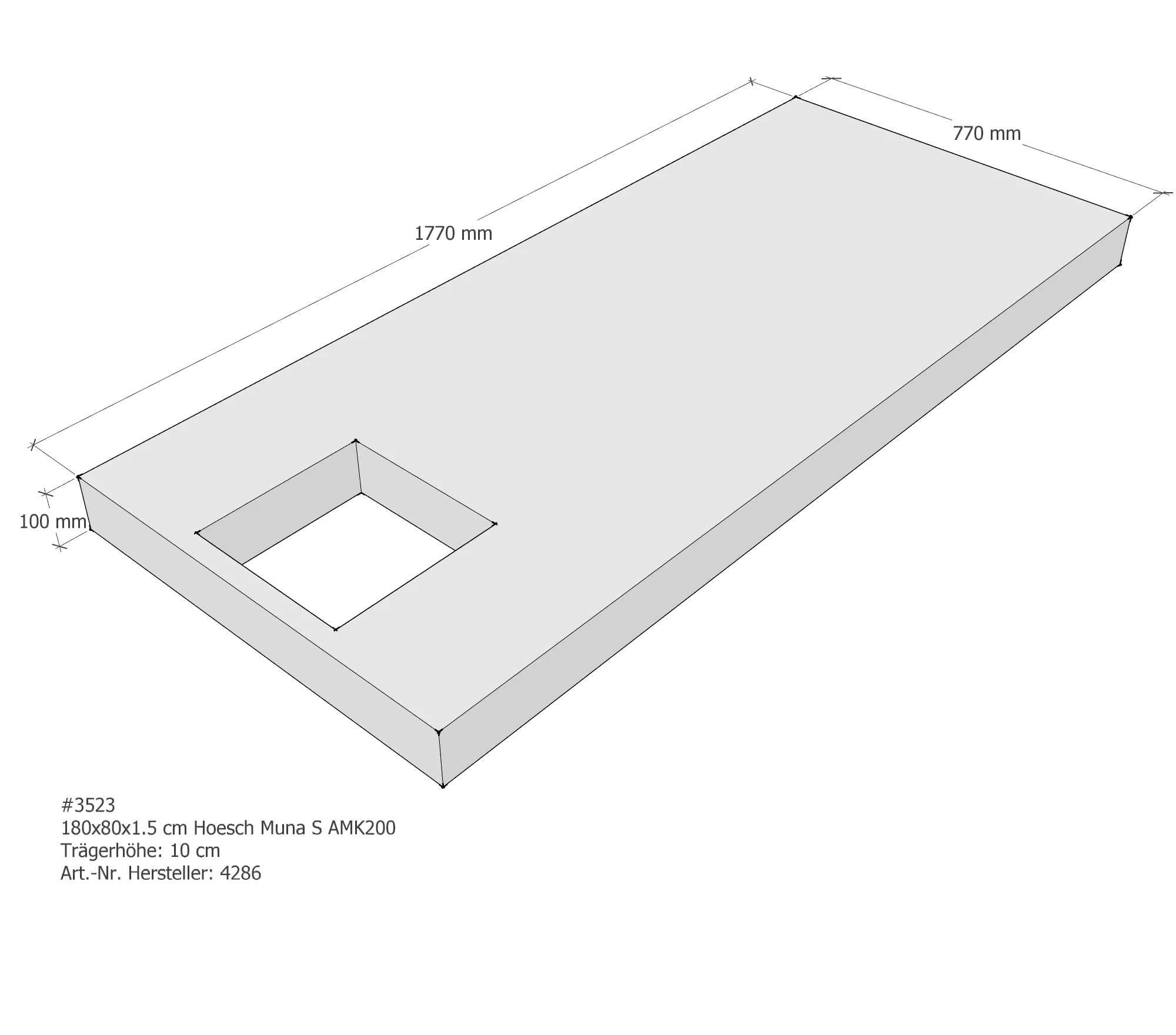 Duschwannenträger für Hoesch Muna S 180 × 80 × 1,5 cm