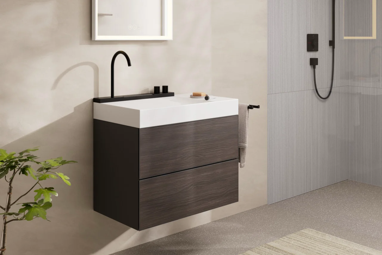 Hansgrohe Xevolos E Waschtischunterschrank Schiefergrau Matt 780x475 mm mit 2 Schubkästen, grifflos, PushOpen, SoftClose Hansgrohe Xevolos E Waschtischunterschrank Schiefergrau Matt 780x475 mm mit 2 Schubkästen, grifflos, PushOpen, SoftClose