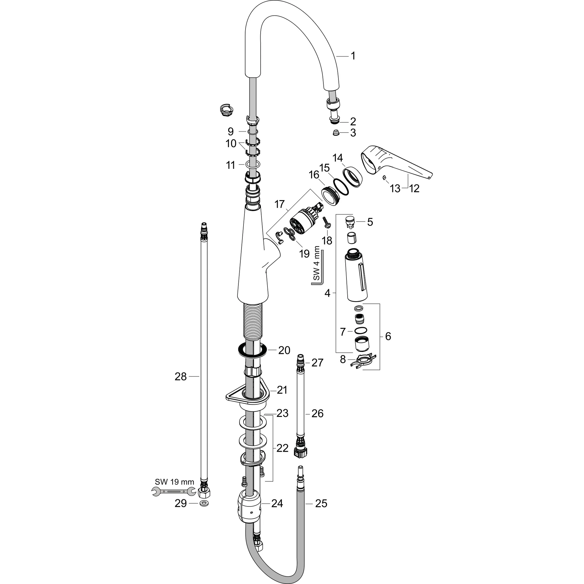 Hansgrohe Talis M51 Einhebel-Küchenmischer 200 mit Ausziehbrause, Edelstahl, 9 l/min Durchfluss, bis zu 50 cm Auszugslänge