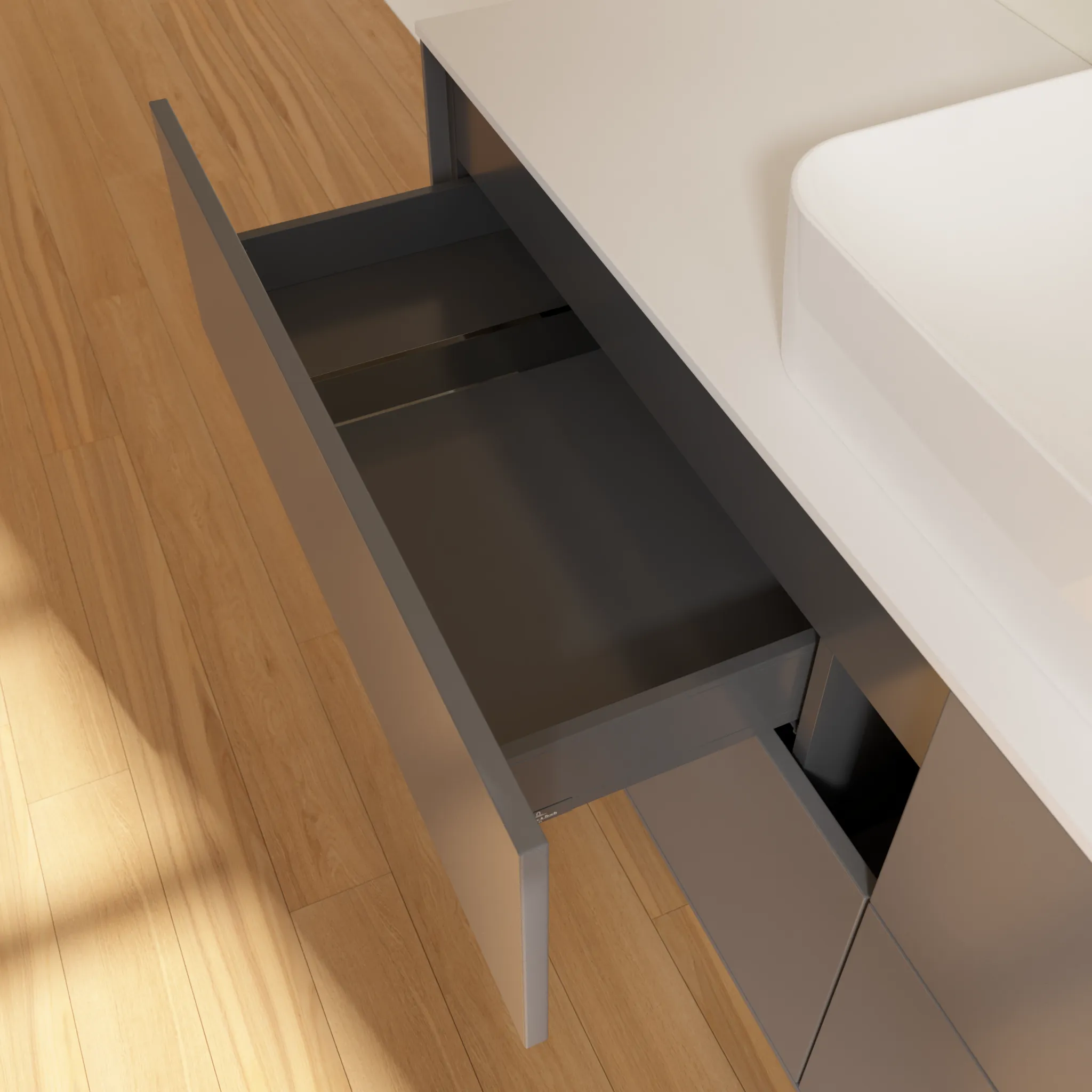 Villeroy & Boch Waschtischunterschrank „Finion“ für Schrankwaschtisch 1600 × 603 × 501 mm Anthracite Matt Lacquer, für Becken mittig
