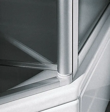 Kermi Duschtür Eckeinstieg 2-teilig (Pendeltüren mit Festfeldern) Halbteil links „IBIZA 2000“ 200 cm Glas SR Opaco, Profile Silber Mattglanz, Anschlag links, Drehtür zweiteilig