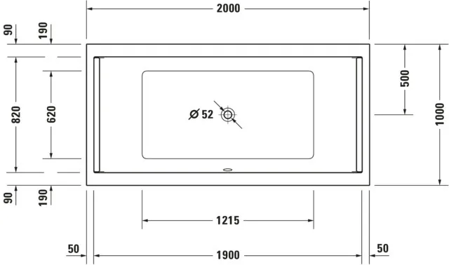 Duravit Whirlwanne „Starck“ rechteck 200 × 100 cm, Mittelablauf