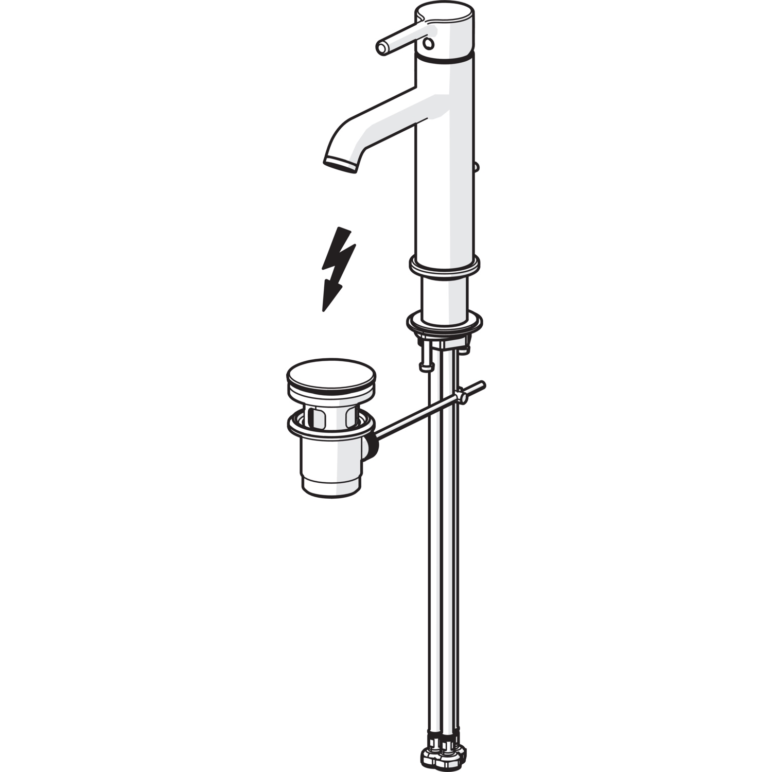 EHM Waschtischbatterie, Niederdruck VANTIS Style 5438 Ablaufgarnitur mit Zugstange Ausladung 133 mm Chrom