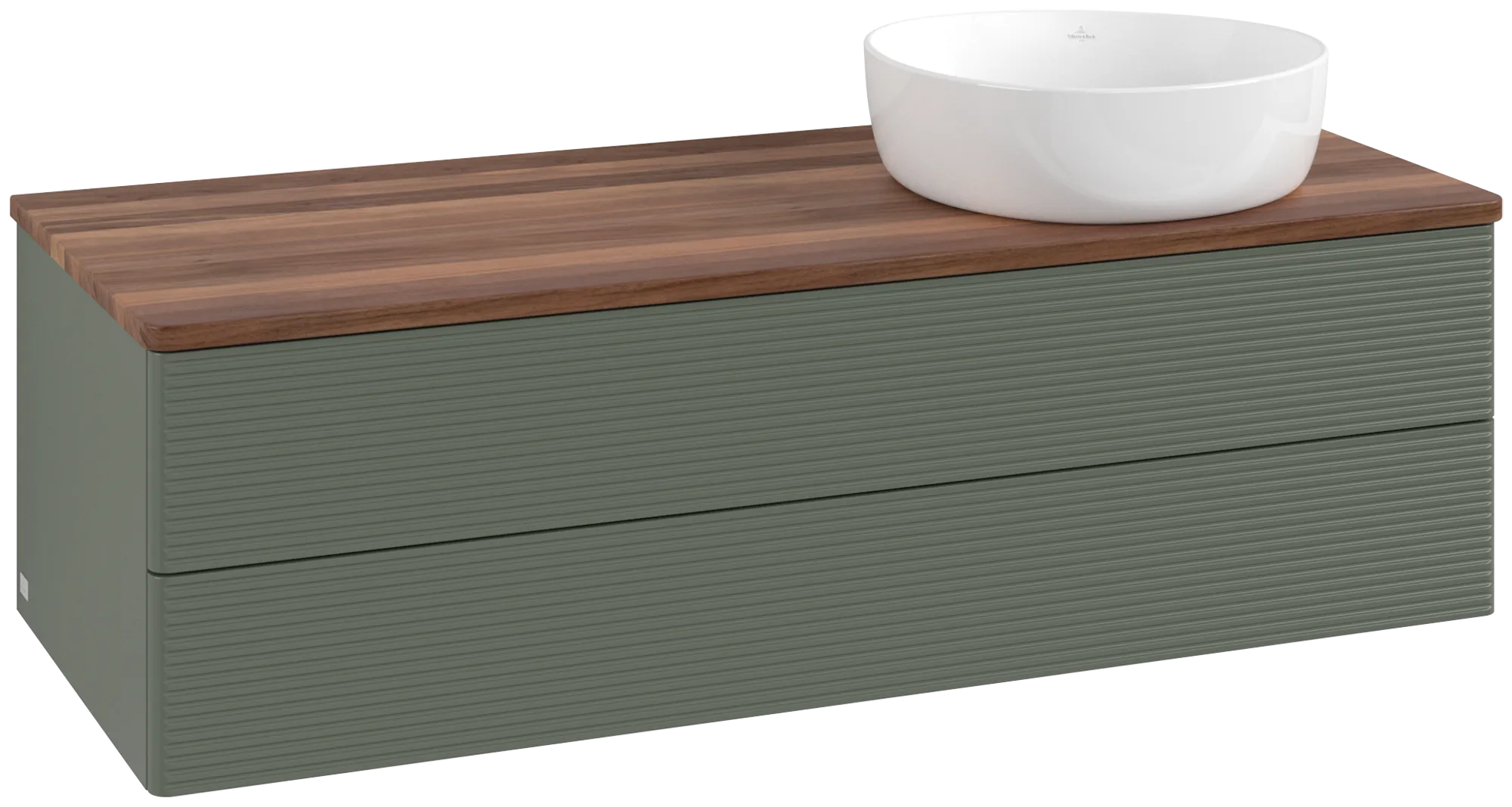 Villeroy & Boch Antao Waschbeckenunterschrank K23_1, 1200 x 360 x 500 mm, Leaf Green Matt Lacquer / Warm Walnut