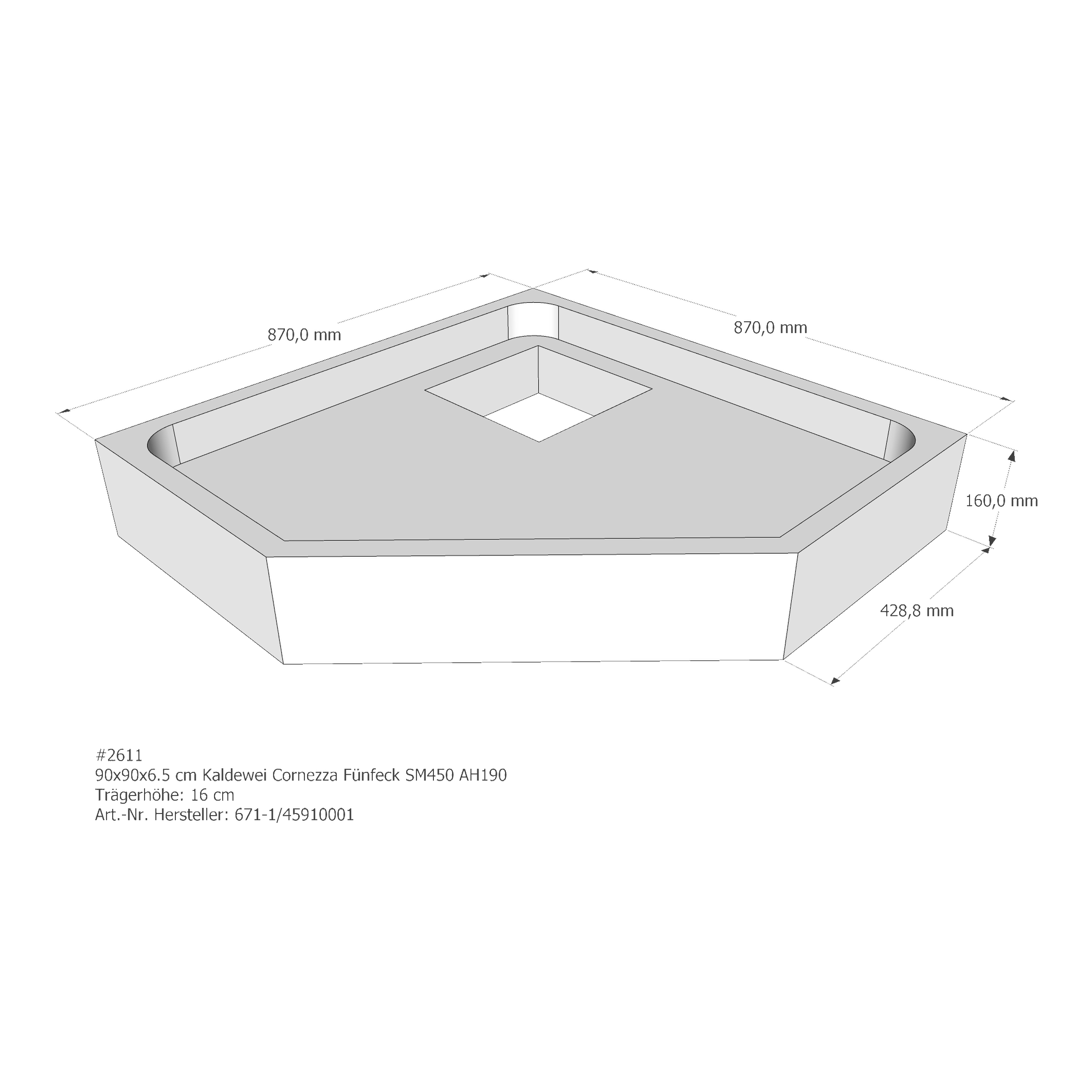 Duschwannenträger für Kaldewei Cornezza 90 × 90 × 6,5 cm Duschwannenträger für Kaldewei Cornezza 90 × 90 × 6,5 cm