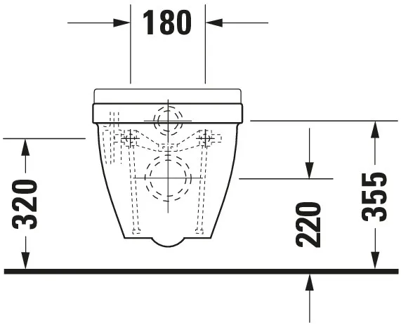 Wand-Tiefspül-WC „Starck 3“ 36,5 × 38 × 62 cm, Befestigung verdeckt, mit Spülrand