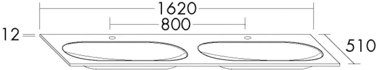 burgbad Waschbecken „Sys30“ 1660 × 550 × 52 mm, Hahnlochposition links und rechts burgbad Waschbecken „Sys30“ 1660 × 550 × 52 mm, Hahnlochposition links und rechts