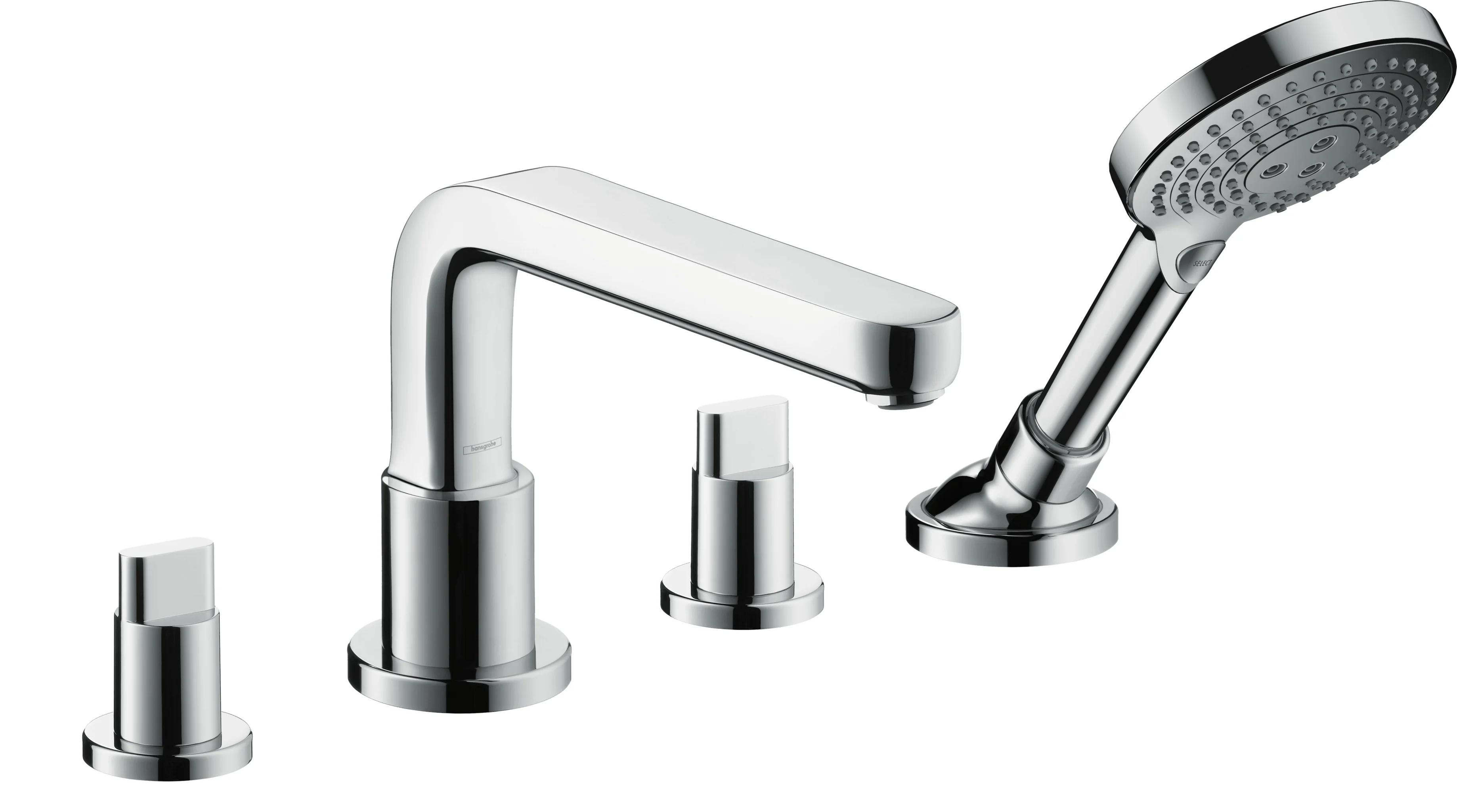Hansgrohe 4-Loch Wannenarmatur Grundkörper für Wannenrandmontage mit Secuflexbox, maximale Ausziehlänge Handbrause 1,10 m, Anschlussgröße DN15