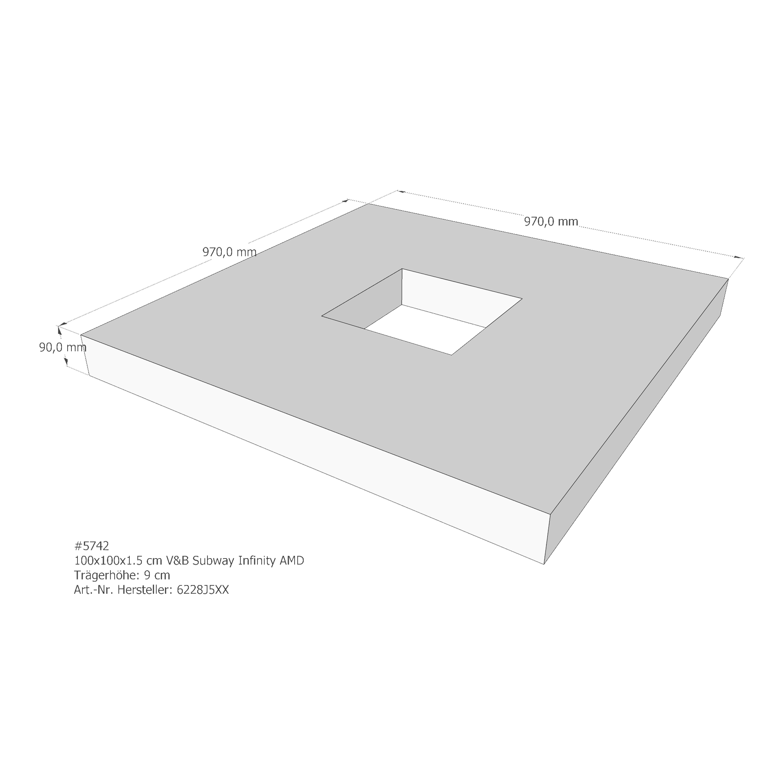 Duschwannenträger für Villeroy & Boch Subway Infinity 100 × 100 × 1,5 cm