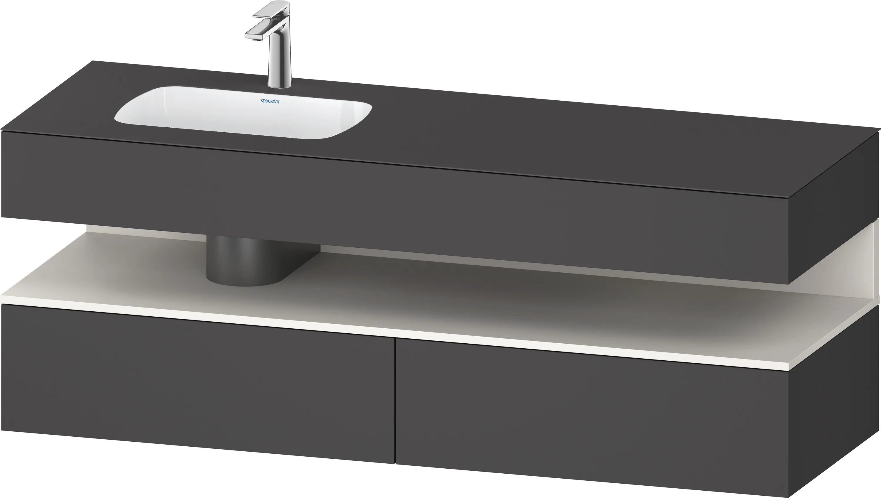 Einbauwaschtisch mit Konsolenwaschtischunterbau „Qatego“ 160 × 50 × 60 cm, mit Beleuchtung