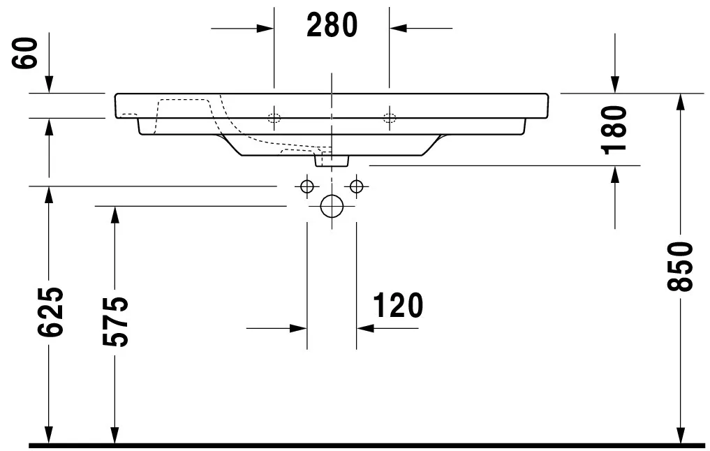 Waschtisch „D-Code“, Form rechteckig 105 × 48 cm Waschtisch „D-Code“, Form rechteckig 105 × 48 cm