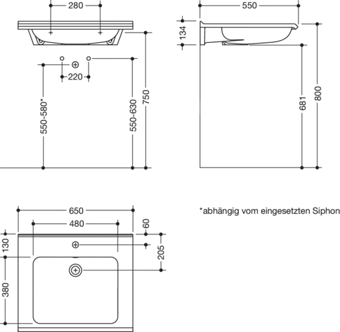 HEWI Waschtisch PG87, modular, Mineralguss, alpinweiß, 650x550mm HEWI Waschtisch PG87, modular, Mineralguss, alpinweiß, 650x550mm