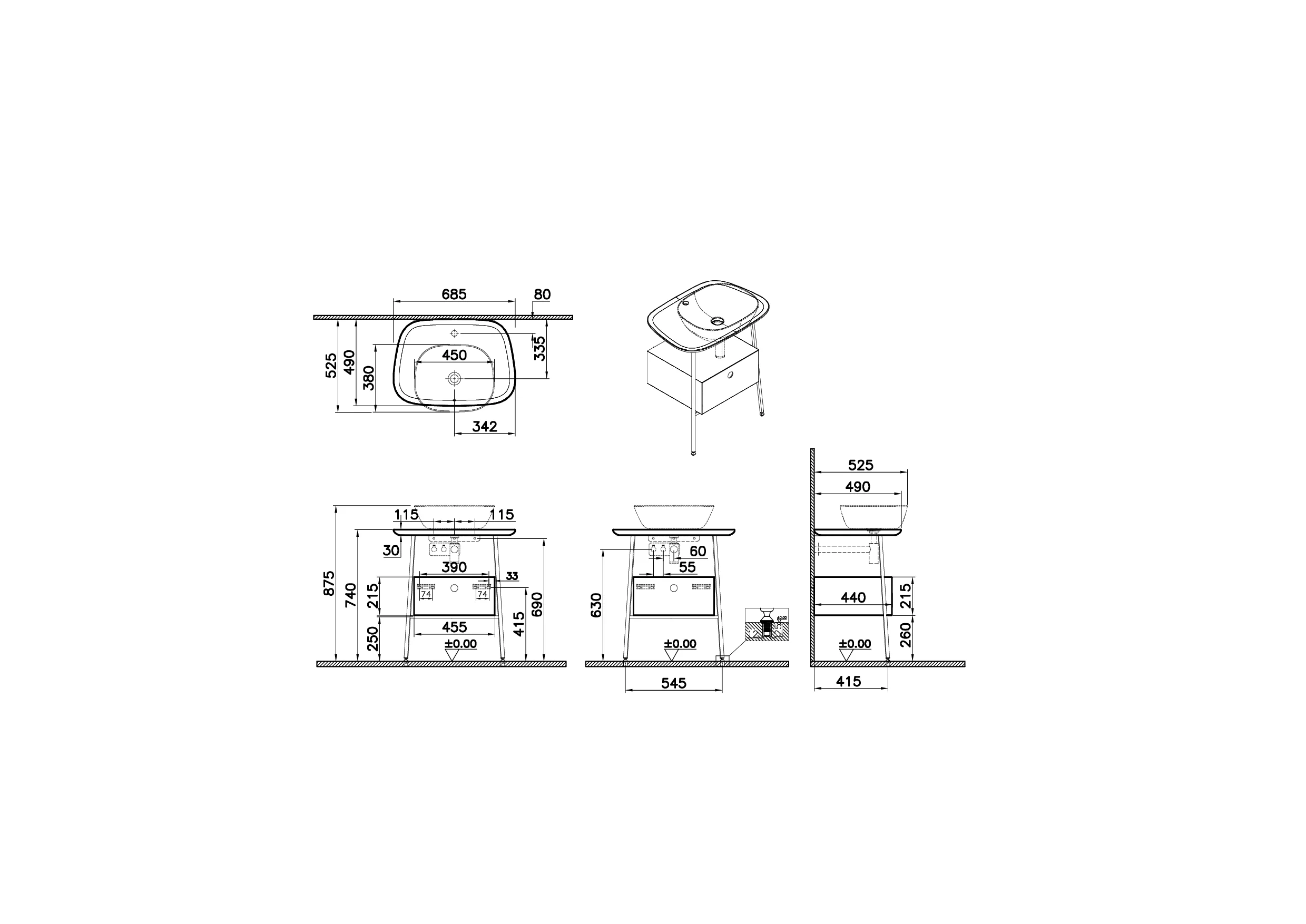 Plural Waschtischunterbau mit 1 Vollauszug und Konsolenplatte 68 x 49 x 74 cm (BxTxH) Taupe Matt/Edelweiß Plural Waschtischunterbau mit 1 Vollauszug und Konsolenplatte 68 x 49 x 74 cm (BxTxH) Taupe Matt/Edelweiß