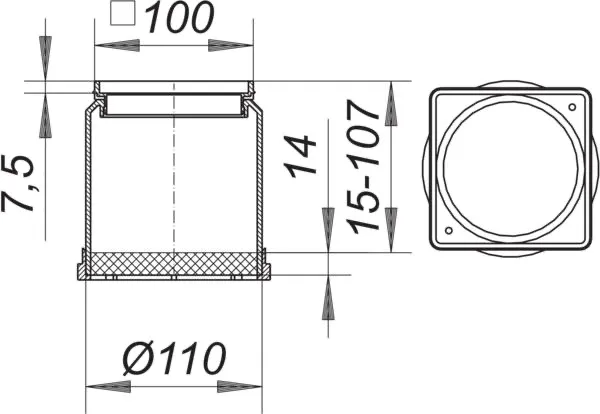 Aufsatzrahmen EN 10, 100 x 100 mm