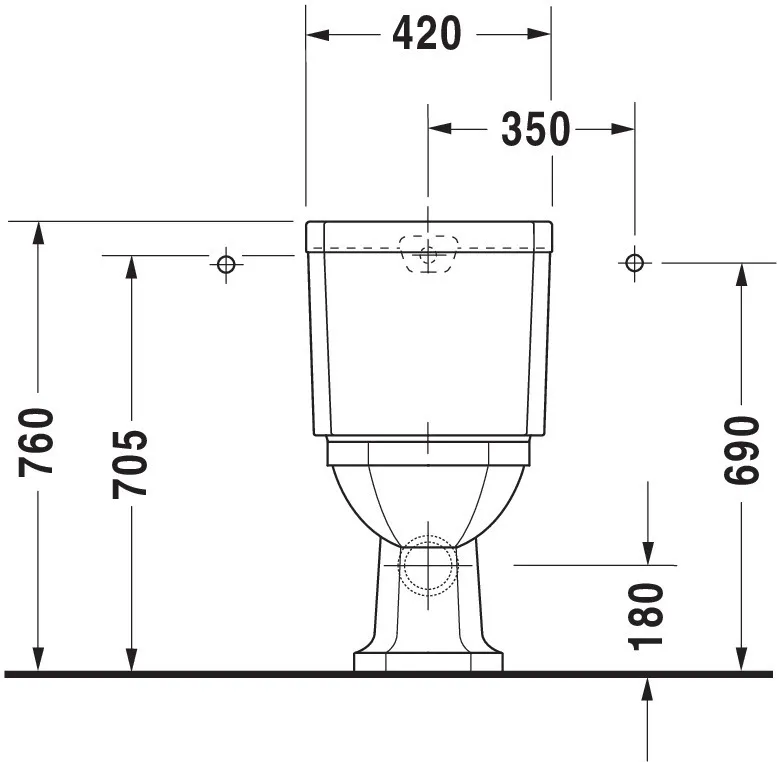 Stand-WC Kombi 1930 665 mm Tiefspüler, fürSPK, Abg.waagr., weiß