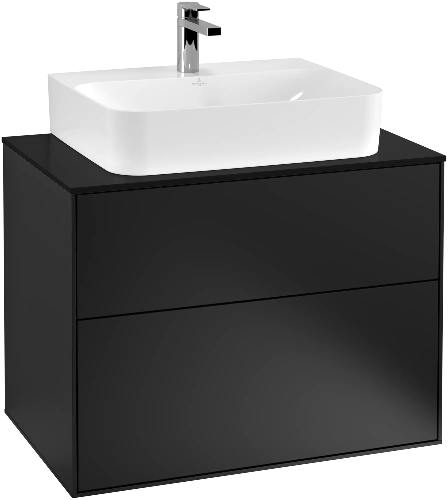 Villeroy & Boch Finion Waschbeckenunterschrank G09, 800x603x501mm, Black Matt Lacquer / Glass Black Matt