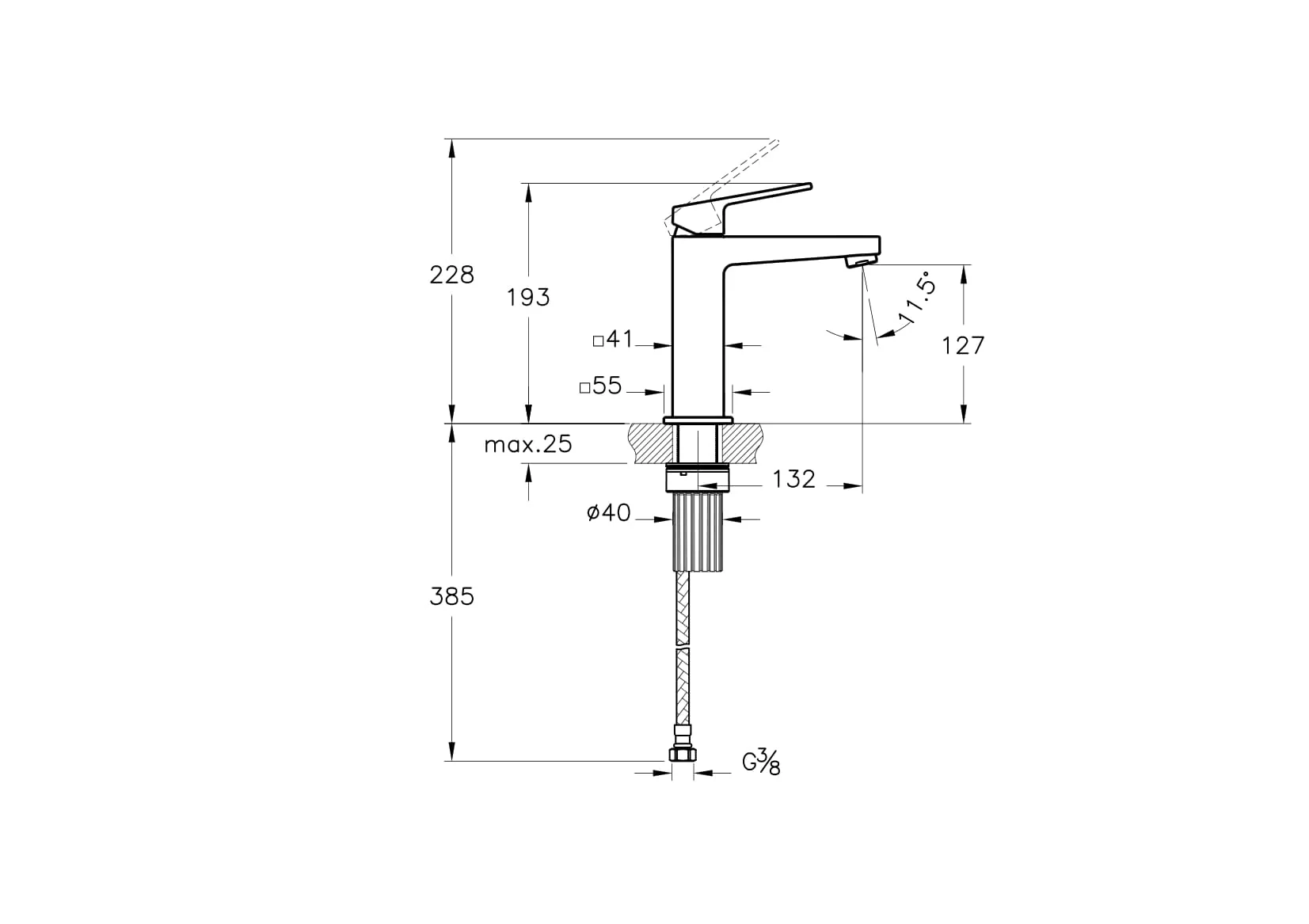 Minimax Square Einhebel-Waschtischmischer Höhe 19 cm Einlochmontage Chrom