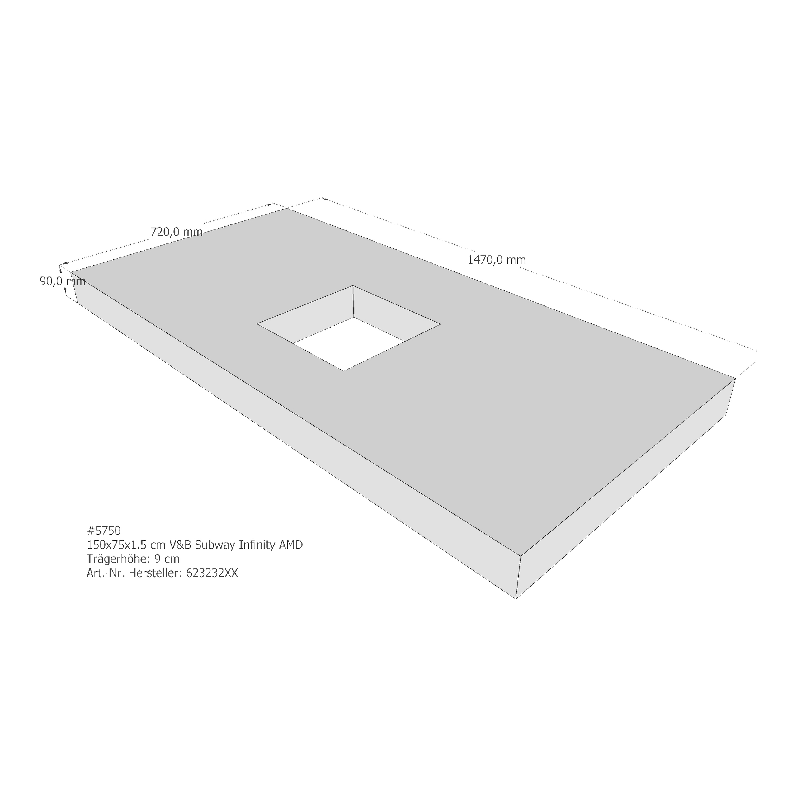 Duschwannenträger für Villeroy & Boch Subway Infinity 150 × 75 × 1,5 cm