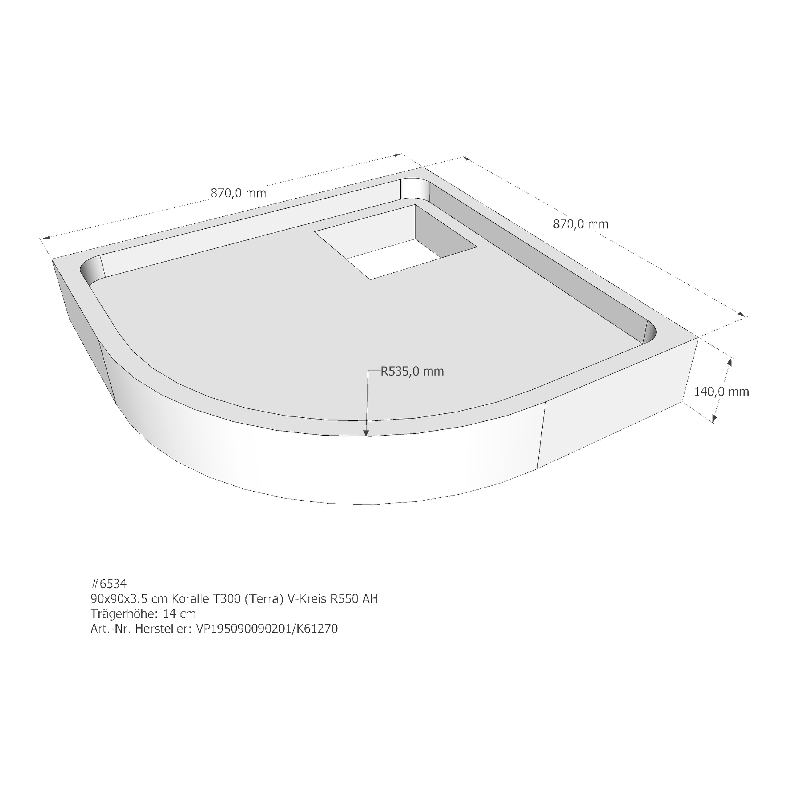 Duschwannenträger für Koralle T300 90/4 (Terra) 90 × 90 × 3,5 cm Duschwannenträger für Koralle T300 90/4 (Terra) 90 × 90 × 3,5 cm
