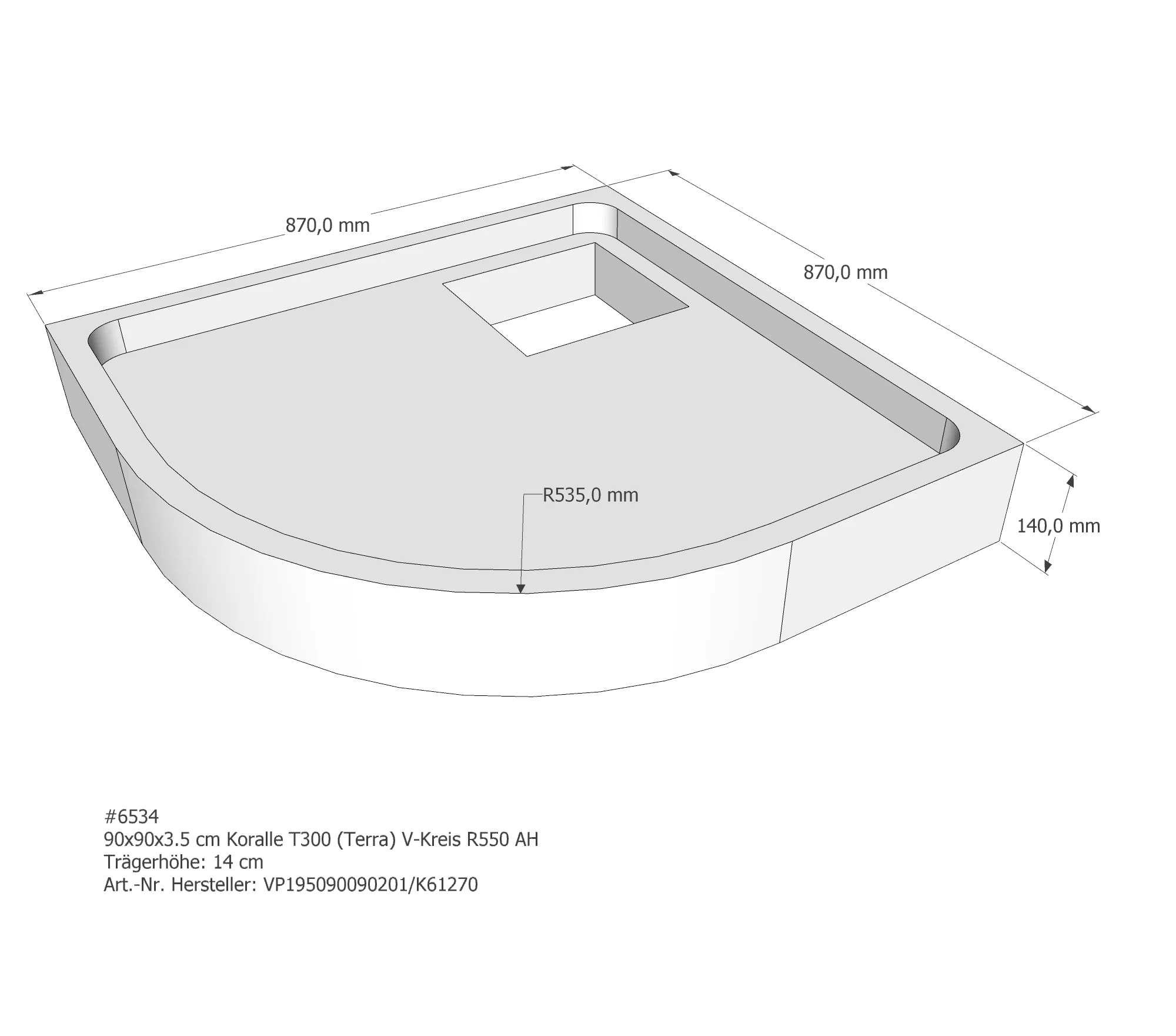 Duschwannenträger für Koralle T300 90/4 (Terra) 90 × 90 × 3,5 cm Duschwannenträger für Koralle T300 90/4 (Terra) 90 × 90 × 3,5 cm