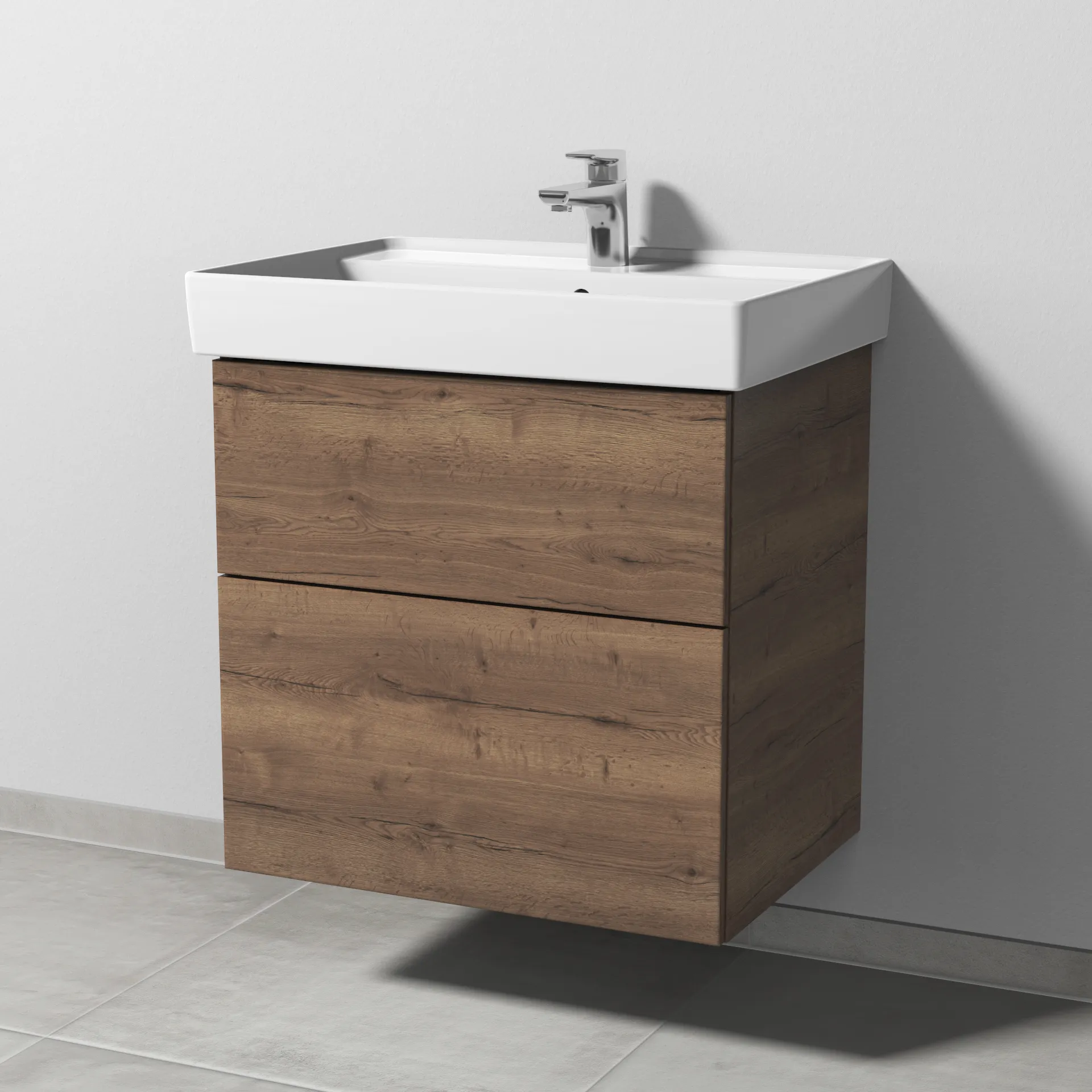 Sanipa Waschtischunterschrank „3way“ 600 × 588 × 447 mm in Eiche Tabak