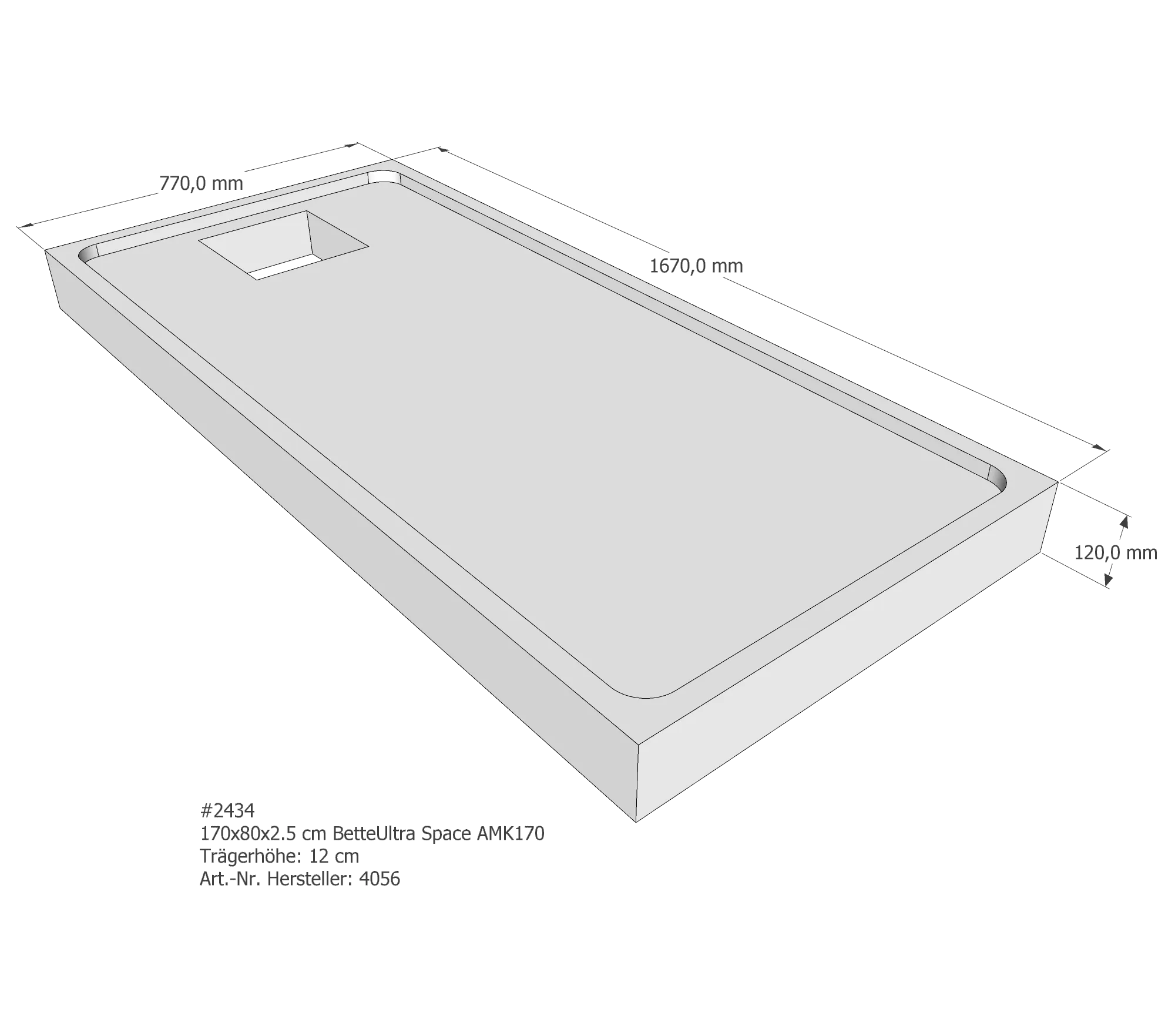 Duschwannenträger passend für Bette 170 × 80 × 2,5 cm Duschwannenträger passend für Bette 170 × 80 × 2,5 cm