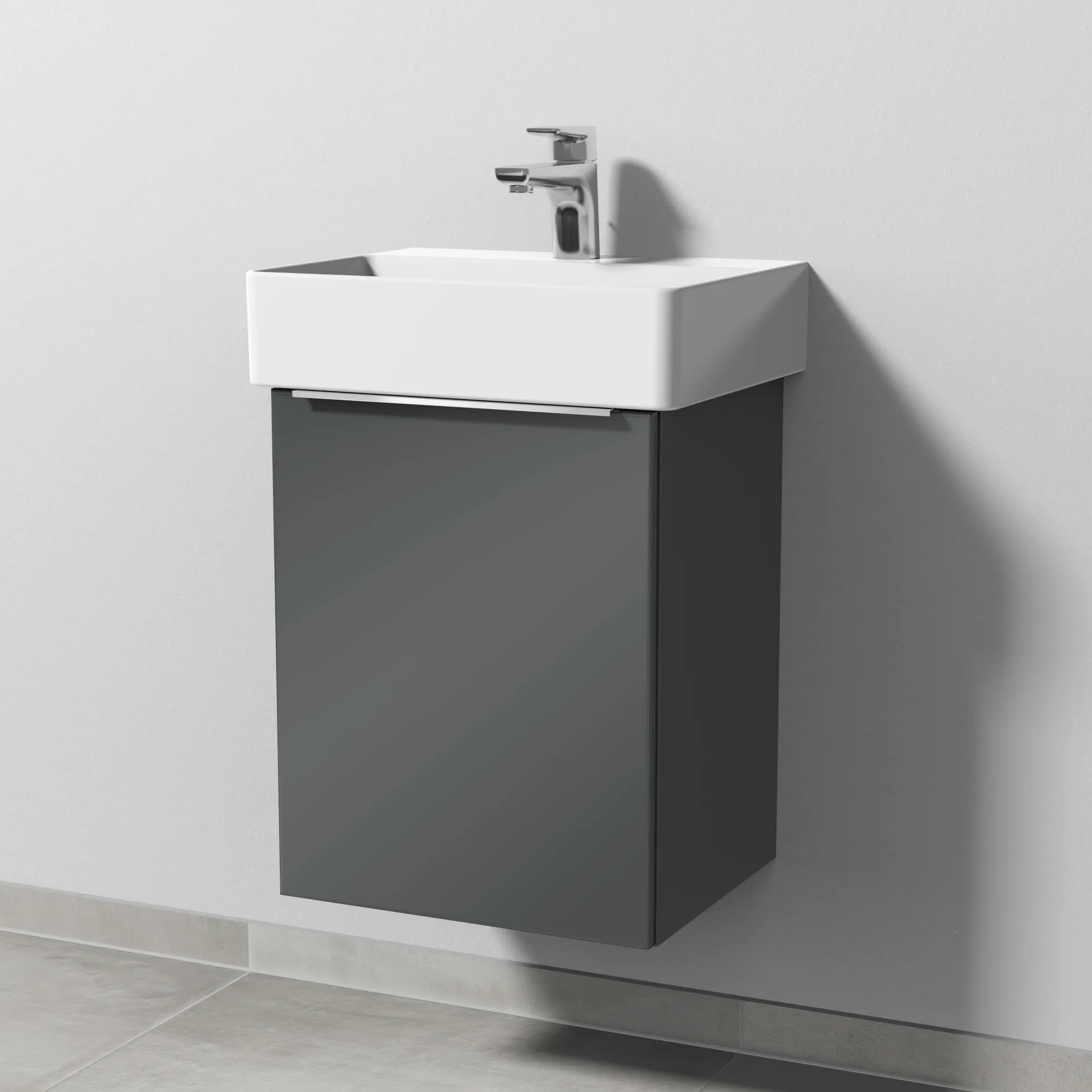 Sanipa Waschtischunterschrank „3way“ passend zu Keramik-Waschtische Dura Square von Duravit 400 × 517 × 337 mm in Anthrazit (glanz), Anschlag links