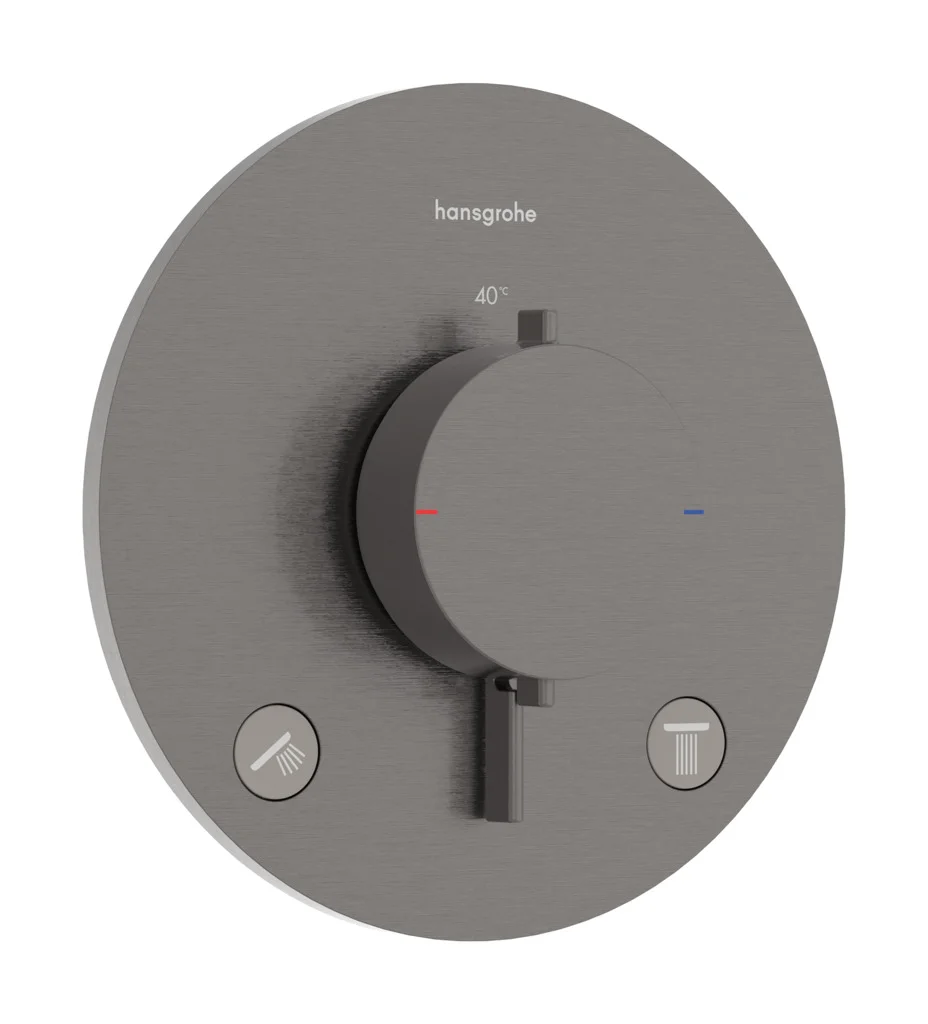 Hansgrohe Ecostat Comfort S Thermostat Unterputz, 2 Verbraucher, Brushed Black Chrome, einfache Installation, Temperaturbegrenzung einstellbar