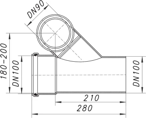 Wand-WC-(Reihen)-Anschluss 899, DN 90/DN 100/DN 100 Wand-WC-(Reihen)-Anschluss 899, DN 90/DN 100/DN 100