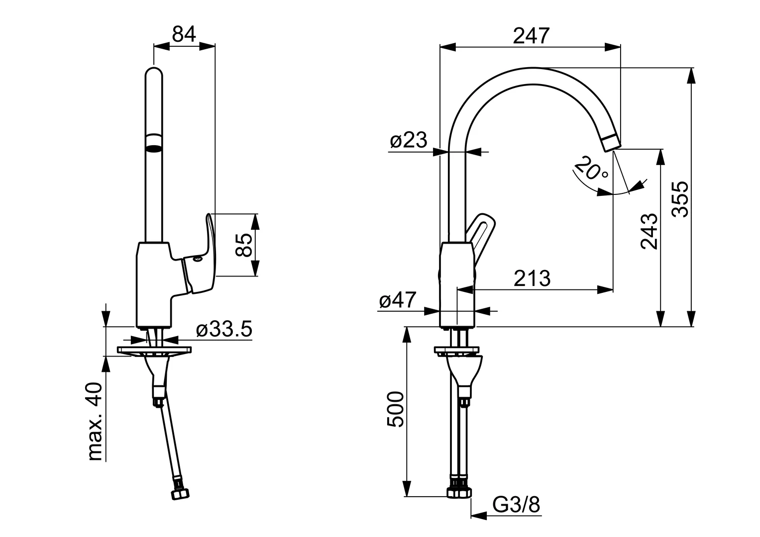 HansaPINTO Einhebelmischer Küchenarmatur HansaPINTO 4513 Ausladung 213 mm DN15 Chrom HansaPINTO Einhebelmischer Küchenarmatur HansaPINTO 4513 Ausladung 213 mm DN15 Chrom