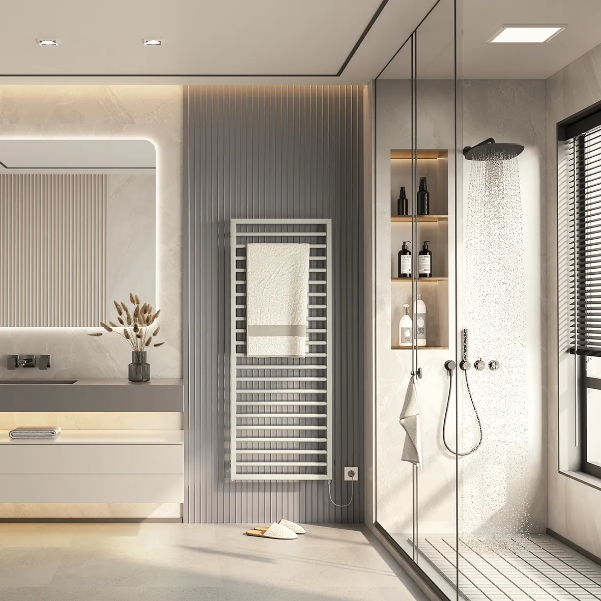 Zehnder Design-Handtuchwärmer „Subway“ mit Heizstab IHE 45 × 154,9 cm in Anthracite Grey (RAL 7016, glänzend) Zehnder Design-Handtuchwärmer „Subway“ mit Heizstab IHE 45 × 154,9 cm in Anthracite Grey (RAL 7016, glänzend)