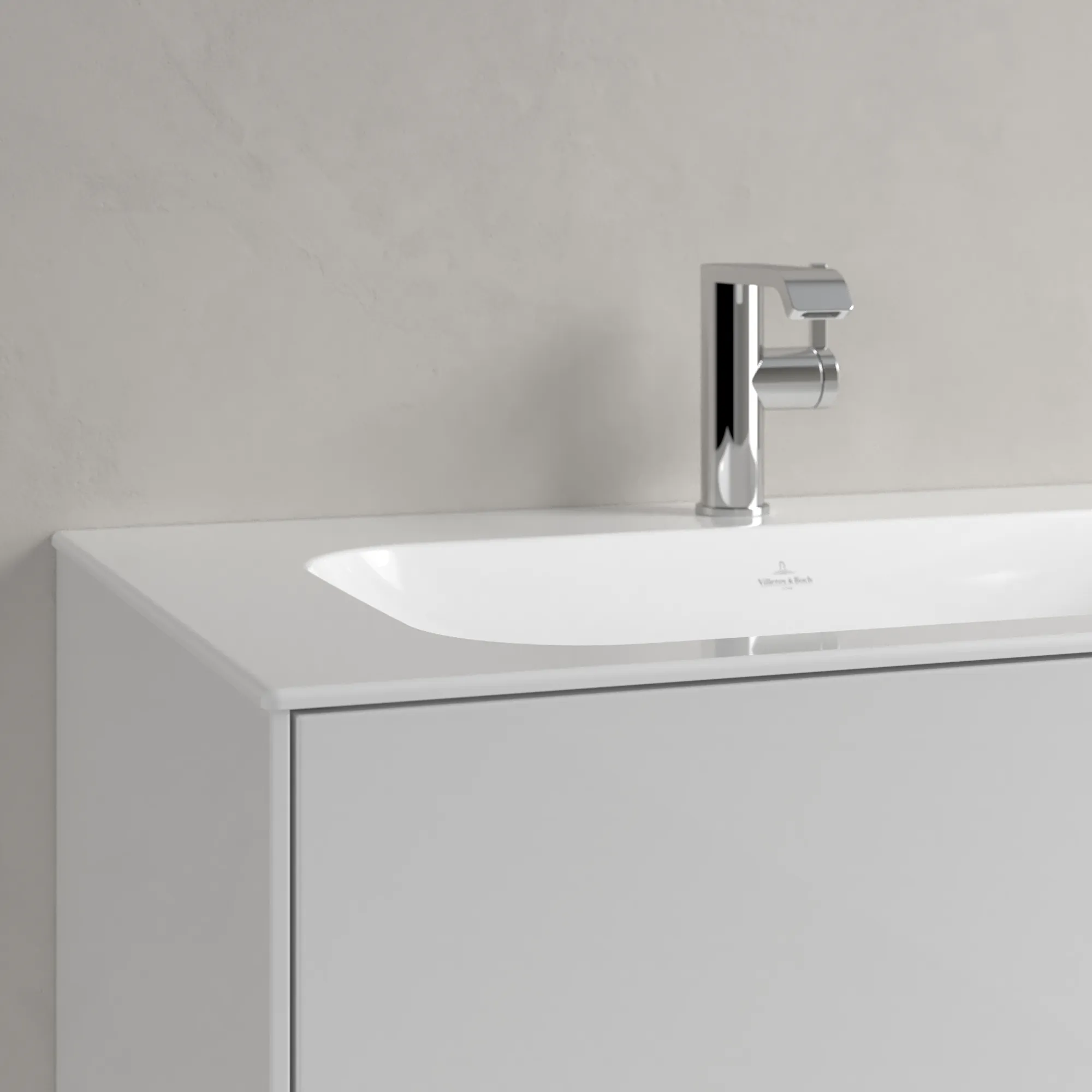 Villeroy & Boch Schrankwaschtisch aus TitanCeram „Finion“ 800 × 500 × 160 mm, mit Hahnlochbohrung, Hahnlochposition mittig in Weiß Alpin, mit CeramicPlus Villeroy & Boch Schrankwaschtisch aus TitanCeram „Finion“ 800 × 500 × 160 mm, mit Hahnlochbohrung, Hahnlochposition mittig in Weiß Alpin, mit CeramicPlus