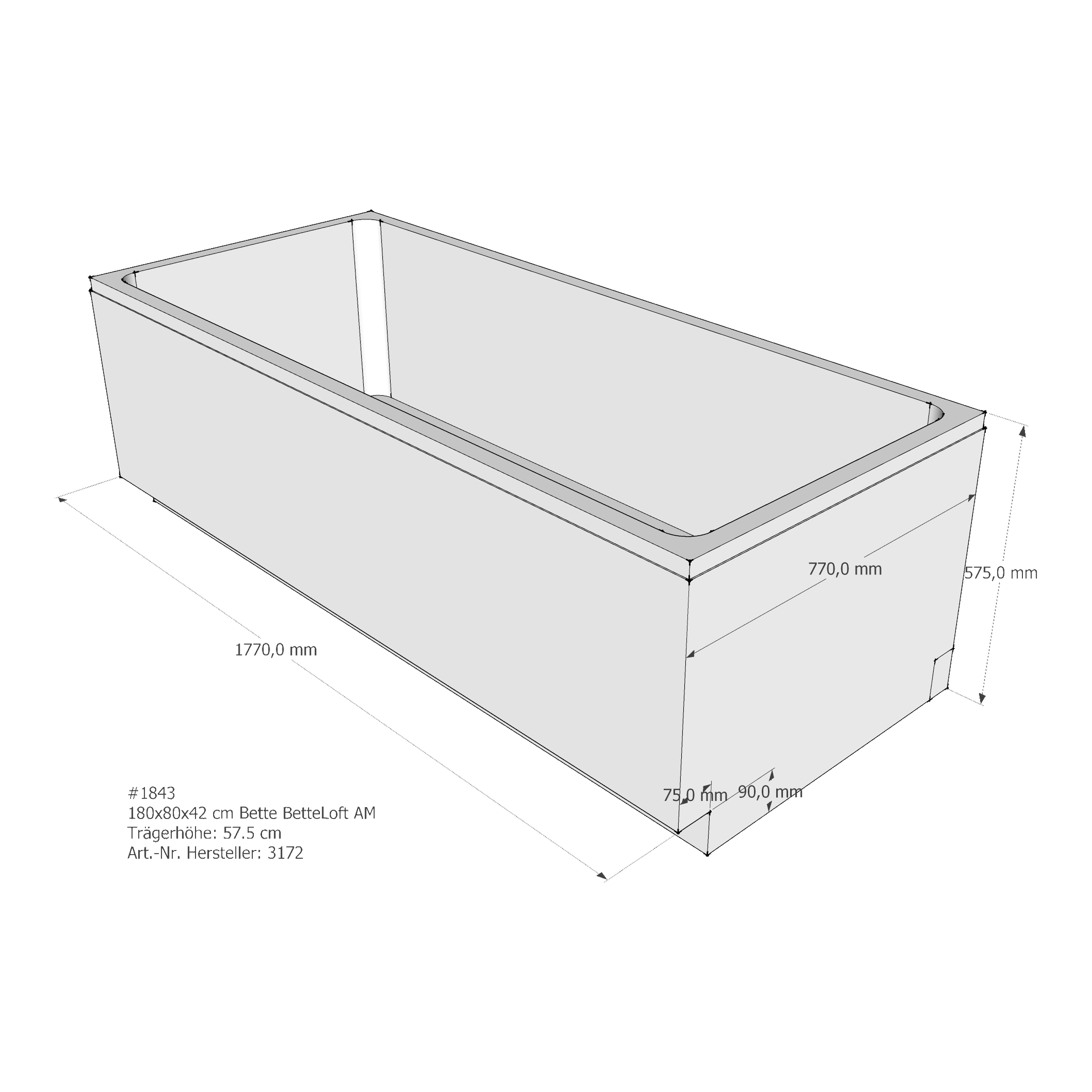 Badewannenträger für Bette Loft 180 × 80 × 42 cm Breite: 80 cm / Länge: 180 cm Badewannenträger für Bette Loft 180 × 80 × 42 cm Breite: 80 cm / Länge: 180 cm