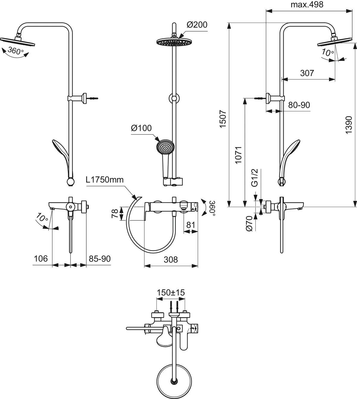 Ideal Standard Duschsystem „CerafineO“