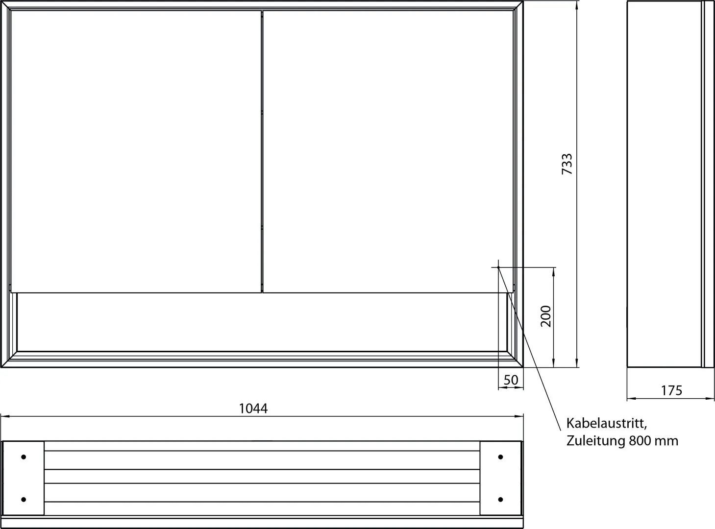 LED-Lichtspiegelschrank Loft mit Unterfach Aufputz, 1000 mm, 2-türig schwarz LED-Lichtspiegelschrank Loft mit Unterfach Aufputz, 1000 mm, 2-türig schwarz