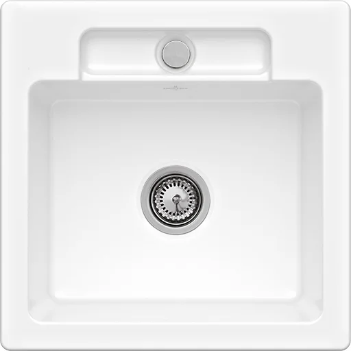 Villeroy & Boch Siluet 50 S flat 33452F, flächenbündige Spüle, 470x470mm, TitanCeram, Weiß Alpin CeramicPlus Villeroy & Boch Siluet 50 S flat 33452F, flächenbündige Spüle, 470x470mm, TitanCeram, Weiß Alpin CeramicPlus