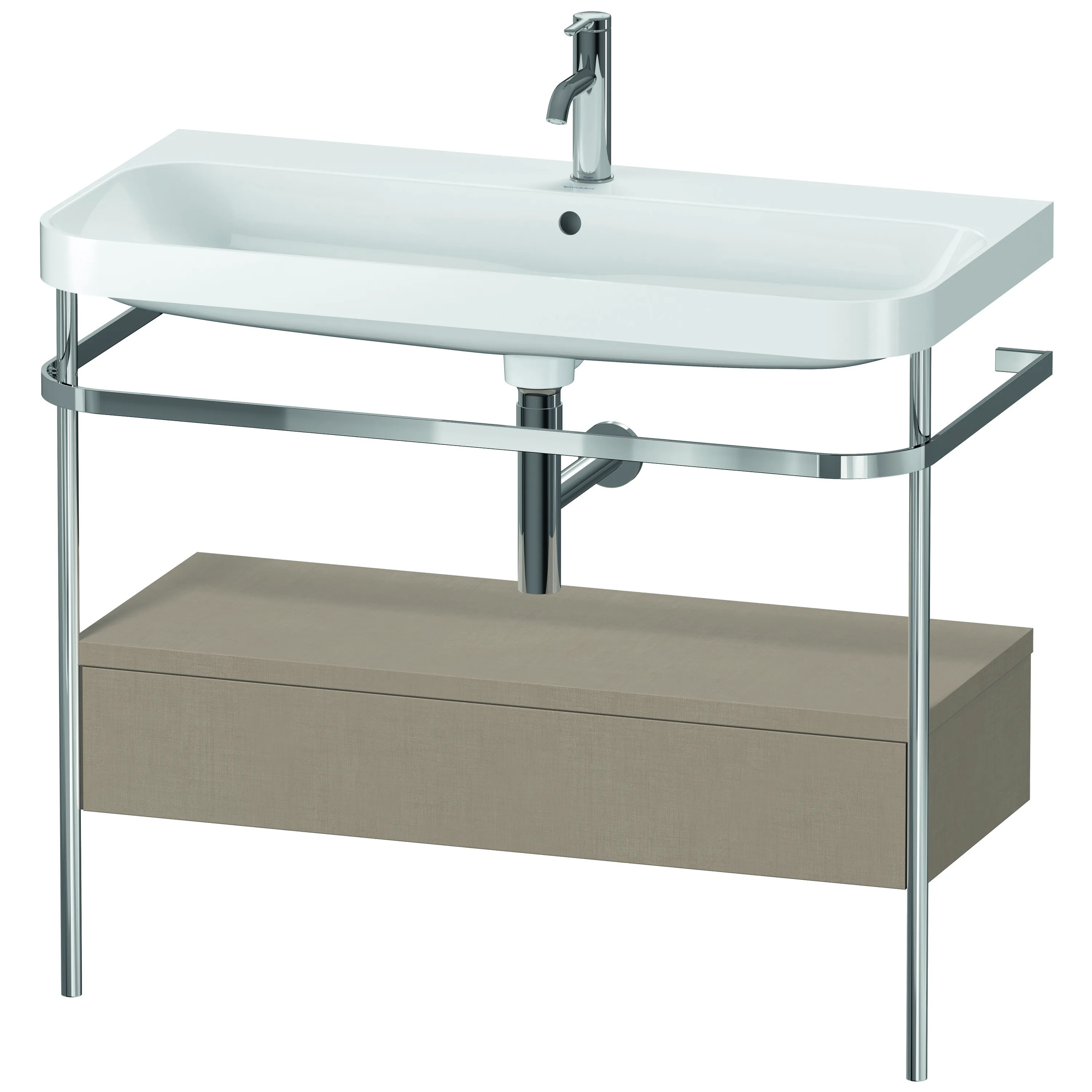 Duravit Waschtischunterschrank c-shaped Set mit Metallkonsole und Schubkasten „Happy D.2 Plus“ 97,5 × 85 × 49 cm Leinen