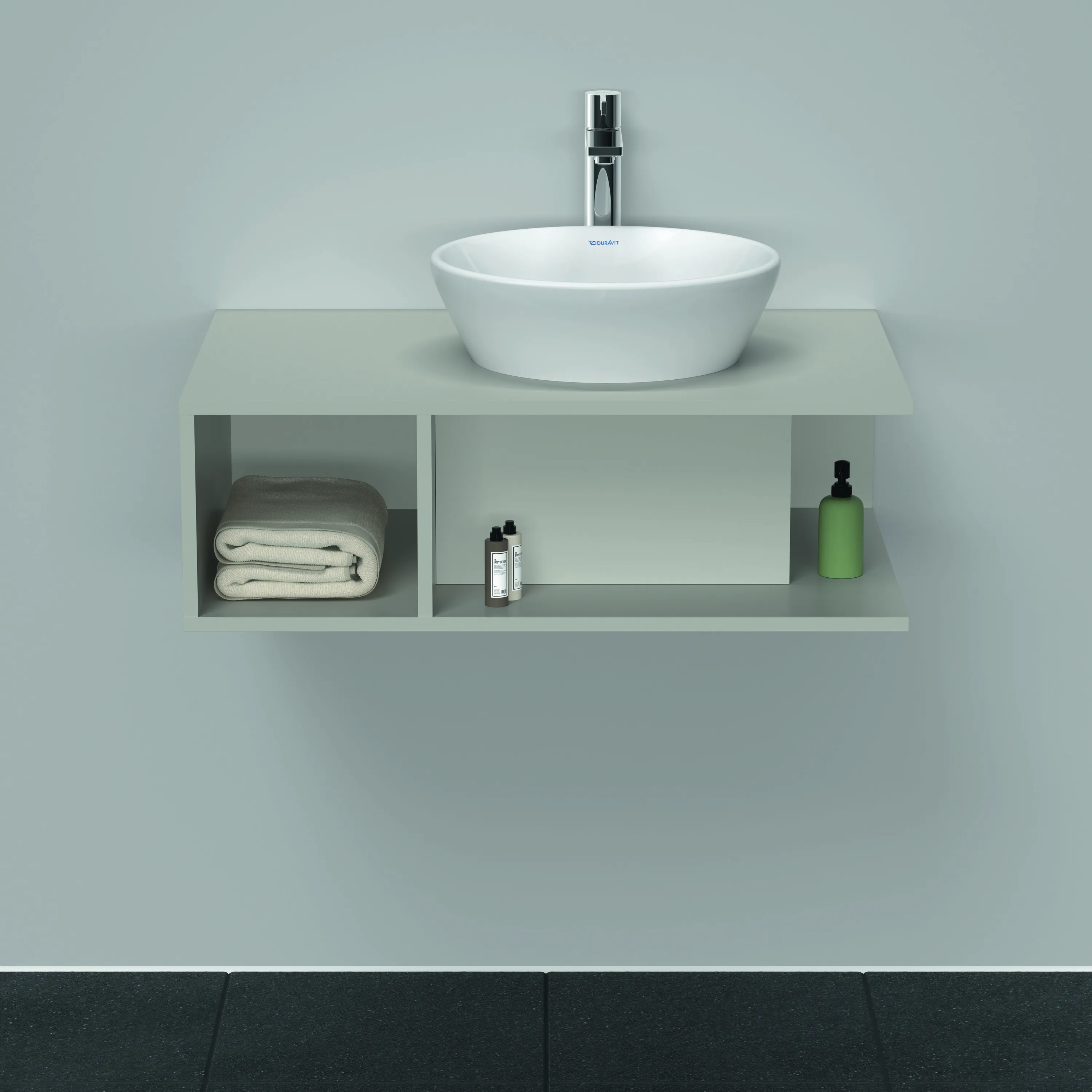 Duravit Waschtischunterschrank wandhängend „D-Neo“ 80 × 26 × 55 cm Betongrau Matt