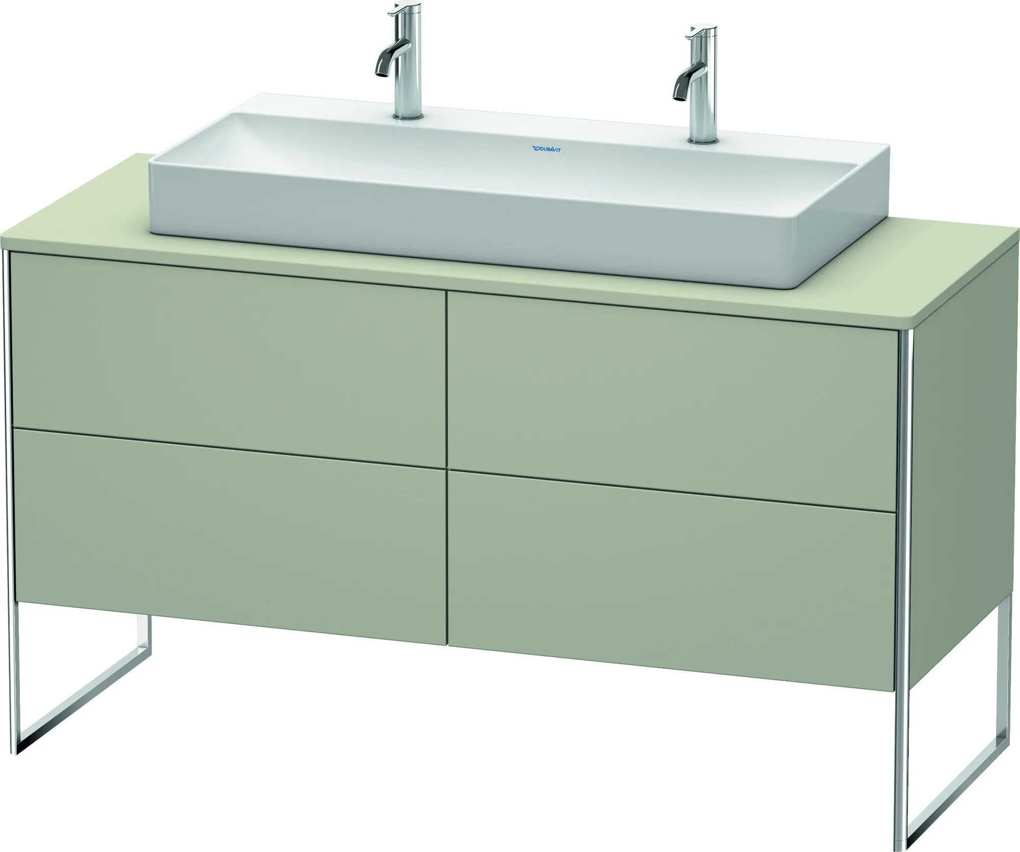 Duravit Waschtischunterschrank bodenstehend „XSquare“ 140 × 77,8 × 54,8 cm Taupe Seidenmatt