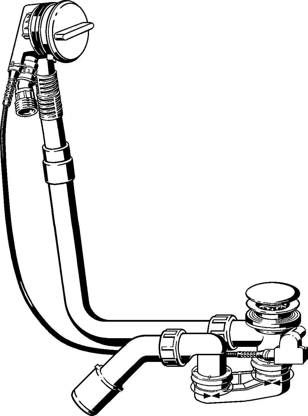Viega Ab- und Überlaufgarnitur mit Zulauffunktion Modell 6161.61 „Multiplex Trio“ 6161.61 in 725 mm × DN40 / 50 verchromt 10,5 cm