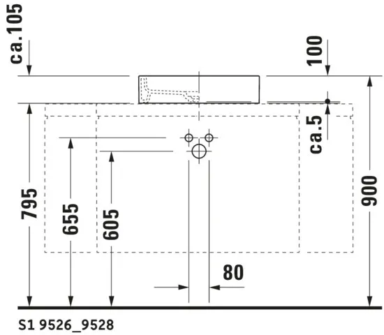 Aufsatzwaschtisch „Starck 1“, ohne Überlauf, Hahnlochposition mittig