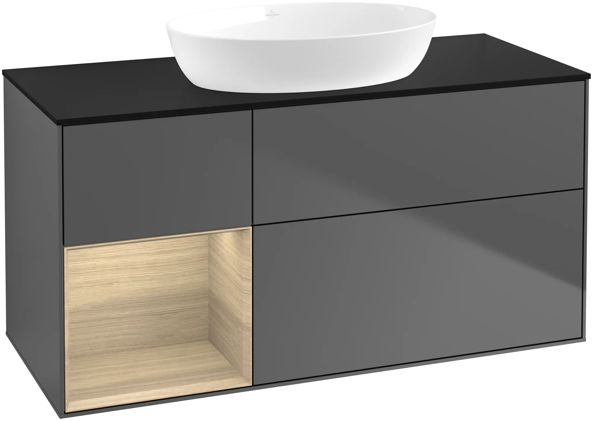 Villeroy & Boch Finion Waschbeckenunterschrank GA6 1200x603x501mm Anthracite Matt/Glass Black Matt