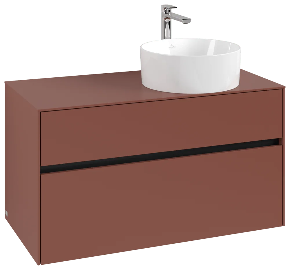 Villeroy & Boch Waschbeckenunterschrank Collaro C040B0, Eckig Wine Red, 1000x548x500mm, mit Beleuchtung und SoftClosing, Smarthome-fähig Villeroy & Boch Waschbeckenunterschrank Collaro C040B0, Eckig Wine Red, 1000x548x500mm, mit Beleuchtung und SoftClosing, Smarthome-fähig