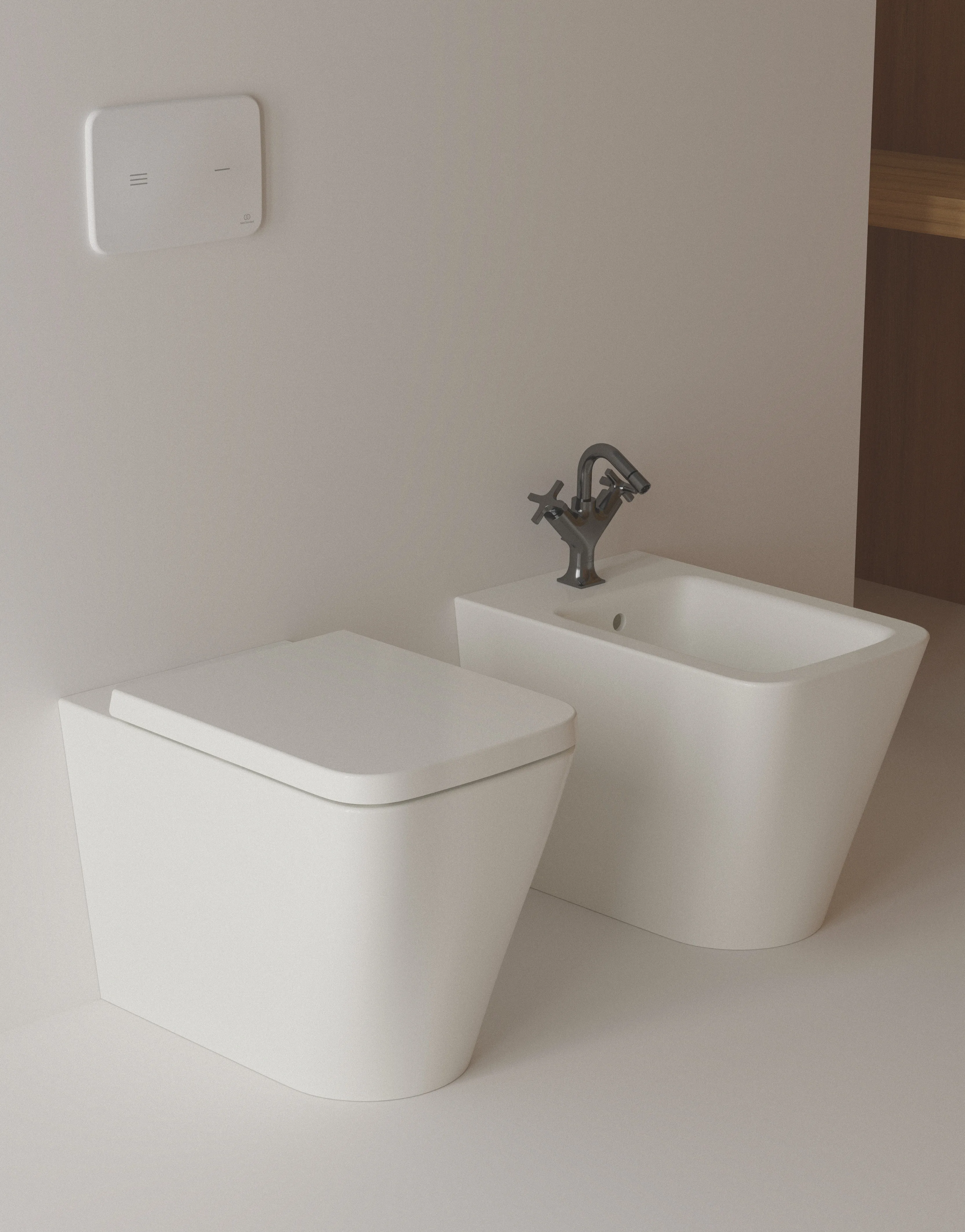 Ideal Standard Bidet „BlendCube“, Befestigung verdeckt 35,5 × 56 × 40 cm in Seidenweiß Ideal Standard Bidet „BlendCube“, Befestigung verdeckt 35,5 × 56 × 40 cm in Seidenweiß