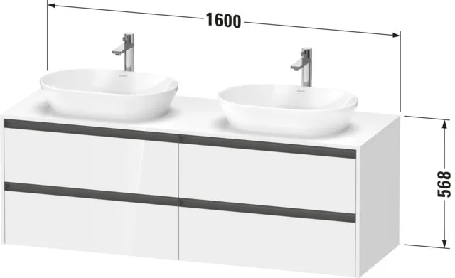 Duravit Waschtischunterschrank wandhängend „Ketho.2“ 160 × 56,8 × 55 cm in Weiß Matt