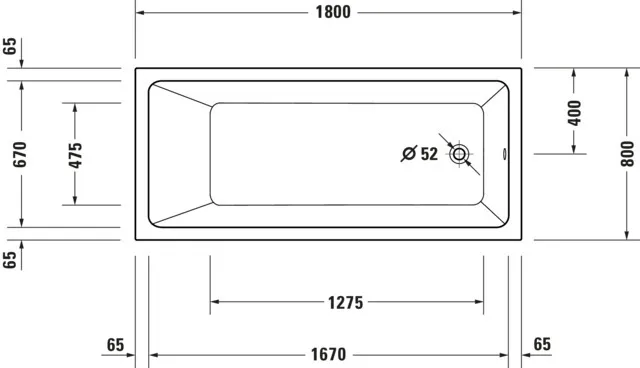 Duravit Whirlwanne „No.1“ rechteck 180 × 80 cm, Fußablauf