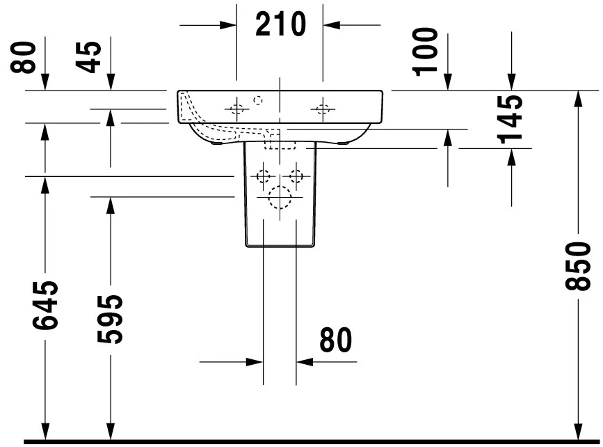 Wandwaschtisch „Happy D.2“, mit Überlauf, Hahnlochposition mittig Wandwaschtisch „Happy D.2“, mit Überlauf, Hahnlochposition mittig